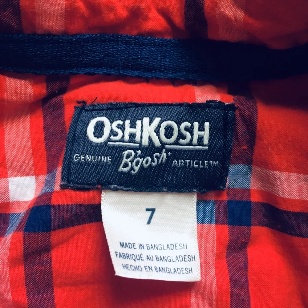 Oshkosh boy’s plaid short sleeve button shirt size 7